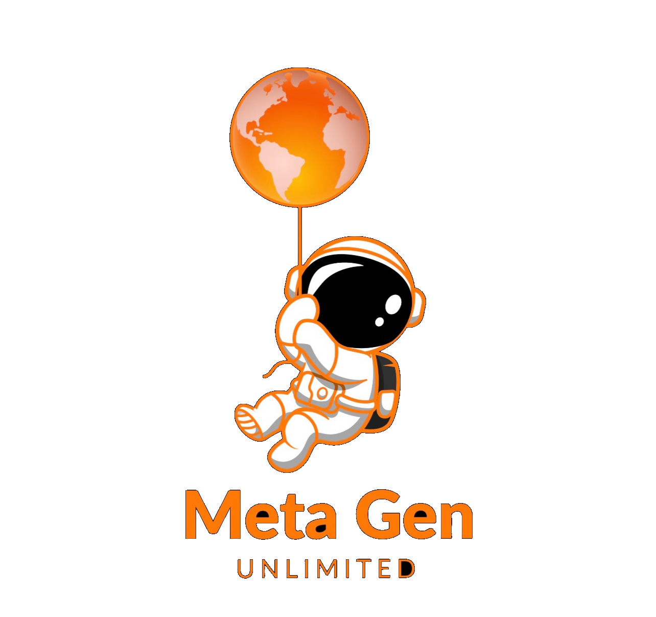 Meta Gen Unlimited — astronaut with Earth balloon logo